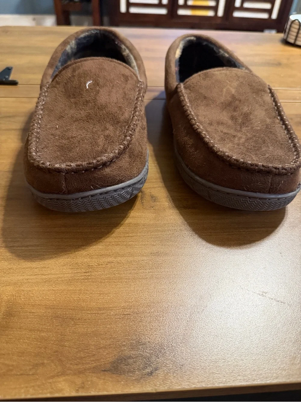 Dockers Men’s Brown Suede Slip-On Loafers with Plaid Lining